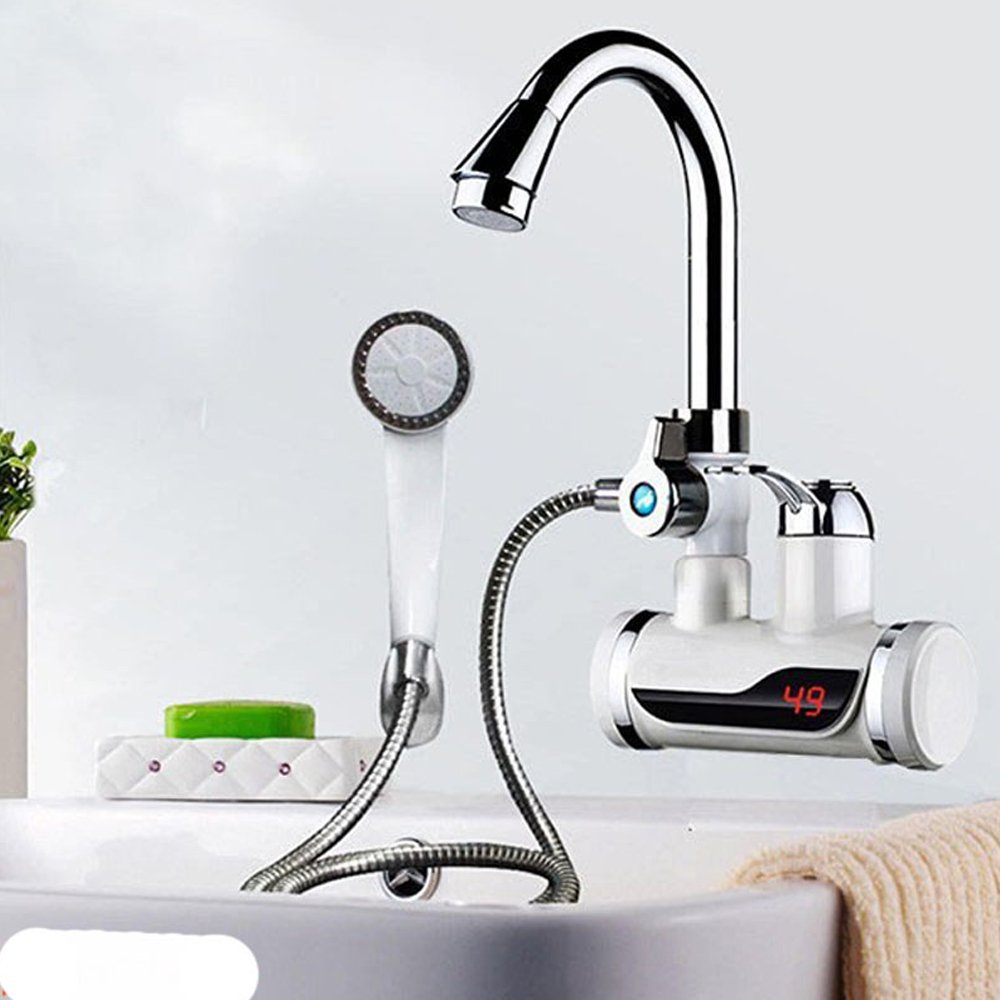 Instant Electric Heating Water Faucet 220V Water Heater Shower Cold Heating Faucet For Kitchen Bathroom EU Plus 3